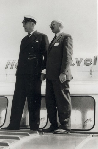 Black and white photo of hovercraft pilots