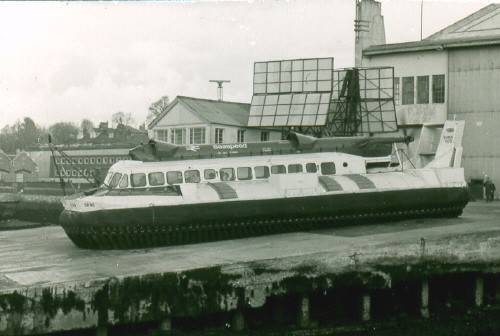 black and white photo of hovercraft