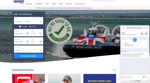 Image of hovertravel hoomepage