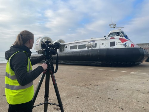 Camera operator filming the hovercraft