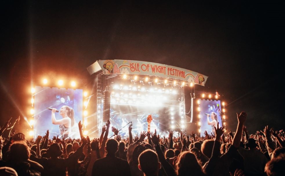 Main Stage of Isle of Wight Festival at night