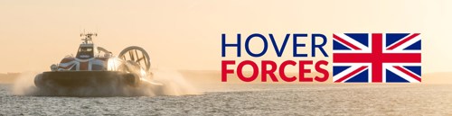 Hovercraft on water with Hover Forces logo