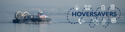 Hovercraft on water and Hoversavers logo